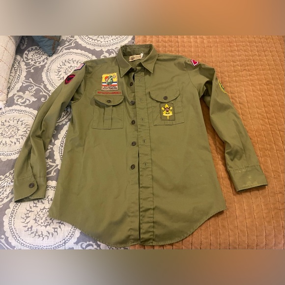 Vintage Boy Scouts Long Sleeve Shirt With Patches - Picture 1 of 11